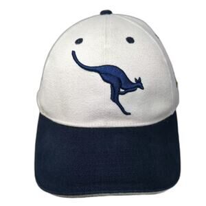 VISIT Baseball Cap White Blue OS Kangaroo Sydney Australia Cotton Strapback Hat